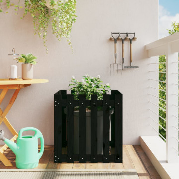 Jardinieră grădină design gard negru 60x60x60 cm lemn masiv pin - Img 1