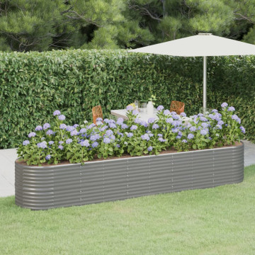 Jardinieră grădină gri 368x80x68 cm oțel vopsit electrostatic - Img 1