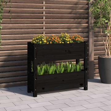 Jardinieră, negru, 77x25x66 cm, lemn masiv de pin - Img 1