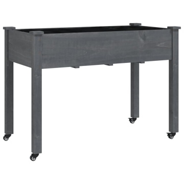 Jardinieră pe roți cu căptușeală 118x59x80cm lemn masiv de brad - Img 2