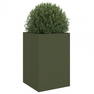 Jardinieră, verde măsliniu, 52x48x75 cm, oțel laminat la rece - Img 4