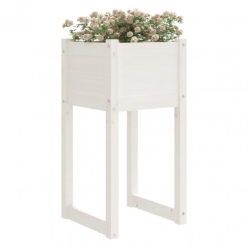 Jardiniere, 2 buc., alb, 40x40x81 cm, lemn masiv de pin - Img 3