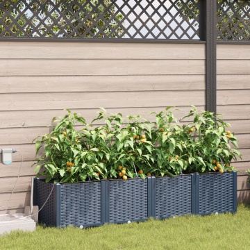 Jardiniere cu sistem de irigare 4 buc Gri - Img 3