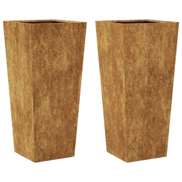 Jardiniere de grădină 2 buc 35x35x75 cm Oțel pentru intemperii - Img 2
