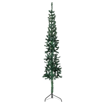 Jumătate brad de Crăciun subțire cu suport, verde, 240 cm - Img 3