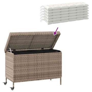 Ladă depozitare de grădină cu roți, gri 110x55x73 cm poliratan - Img 6