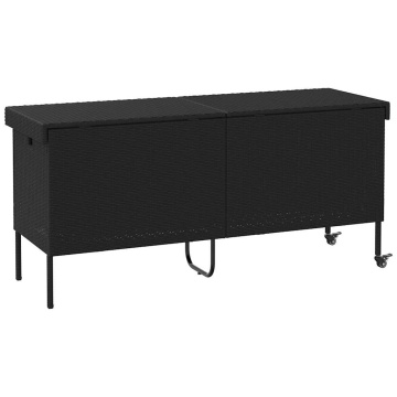 Ladă depozitare de grădină cu roți negru 160x55x75 cm poliratan - Img 5