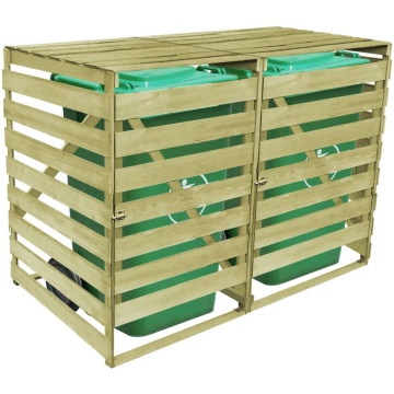 Magazie de pubele dublă, 240 L, lemn tratat - Img 4