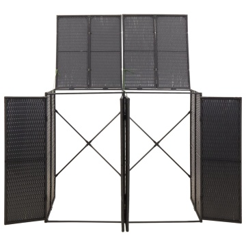 Magazie de pubele dublă, negru, 140x80x117 cm, poliratan - Img 4