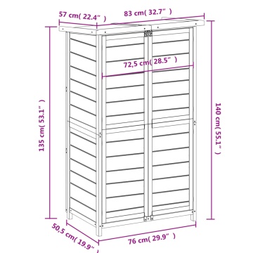 Magazie de unelte de grădină cafeniu 83x57x140cm lemn masiv pin - Img 7