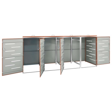 Magazie pentru patru pubele 276,5x77,5x112,5 cm oțel inoxidabil - Img 4