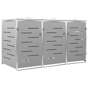 Magazie pentru trei pubele, 207x77,5x112,5 cm, oțel inoxidabil - Img 2