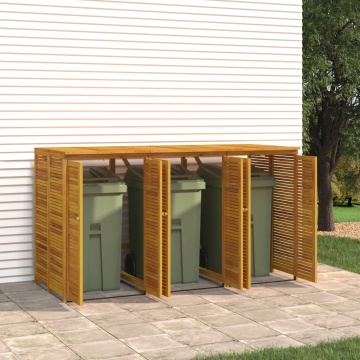 Magazie pubelă gunoi triplă, 210x89x117 cm, lemn masiv acacia - Img 8