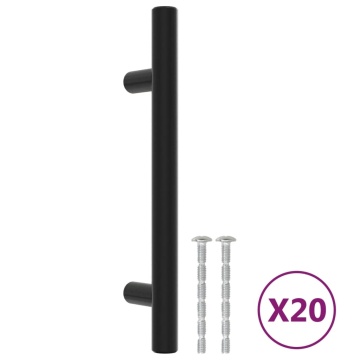 Mânere de dulap, 20 buc., negru, 96 mm, oțel inoxidabil - Img 2