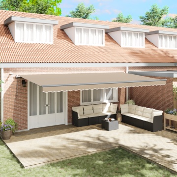 Marchiză retractabilă automată cu LED Bej 600x300 cm, Material de înlocuire pentru marchiză 6x3 m Bej - Img 1