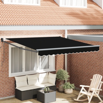 Marchiza retractabilă automată Neagră 350x250 cm, Material de înlocuire pentru marchiză pentru cadrul de 3.5x2.5 m Negru - Img 1