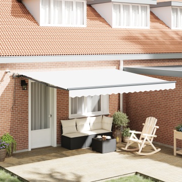 Marchiză retractabilă automatizată cu LED alb 400x350 cm, Tăblie de marchiză pentru cadru de 4x3.5 m alb - Img 1