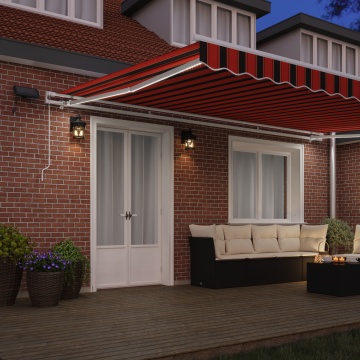 Marchiză retractabilă manuală cu LED-uri portocalii și maro, 500x300 cm - Img 3