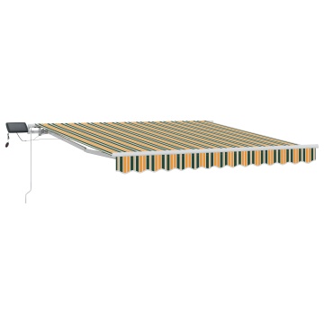 Marchiză retractabilă manuală cu LED Verde și Galben 300x250 cm, Marchiză pentru cadru de 3x2.5 m Verde și Galben - Img 2