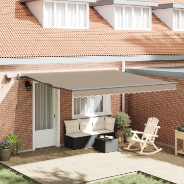 Markiză retractabilă manuală cu LED bej 400x350 cm, Material de înlocuire pentru markiză de 4x3.5 m bej - Img 1