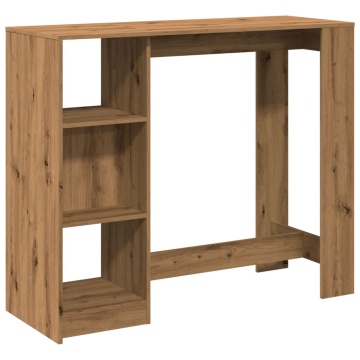Masă bar cu raft stejar artizanal 124x46x103,5cm lemn prelucrat - Img 2