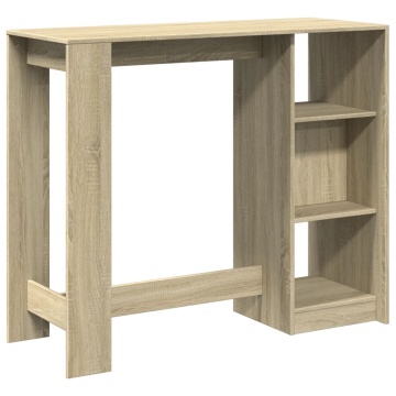 Masă bar cu raft stejar Sonoma, 124x46x103,5 cm, lemn prelucrat - Img 5