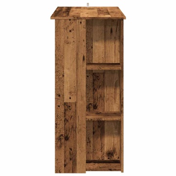 Masă bar cu rafturi, lemn vechi, 102x50x103,5 cm lemn prelucrat - Img 8