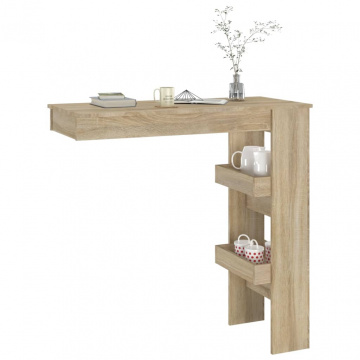 Masă bar de perete stejar sonoma 102x45x103,5 cm lemn compozit - Img 6