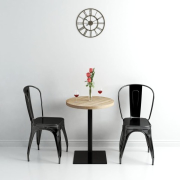 Masă bistro, MDF și oțel, rotundă, 60x75 cm, culoare stejar - Img 1