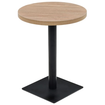 Masă bistro, MDF și oțel, rotundă, 60x75 cm, culoare stejar - Img 2
