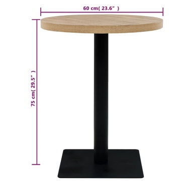 Masă bistro, MDF și oțel, rotundă, 60x75 cm, culoare stejar - Img 5