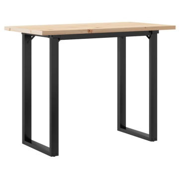 Masă bucătărie, cadru O, 100x50x75,5 cm lemn masiv pin și fontă - Img 5