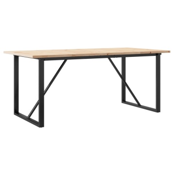 Masă bucătărie, cadru O, 180x90x75,5 cm lemn masiv pin și fontă - Img 5