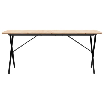 Masă bucătărie, cadru X, 180x90x75,5 cm lemn masiv pin și fontă - Img 4