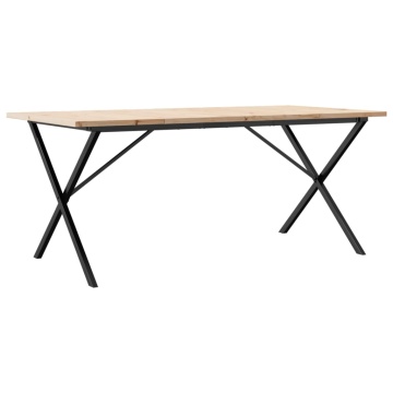 Masă bucătărie, cadru X, 180x90x75,5 cm lemn masiv pin și fontă - Img 5