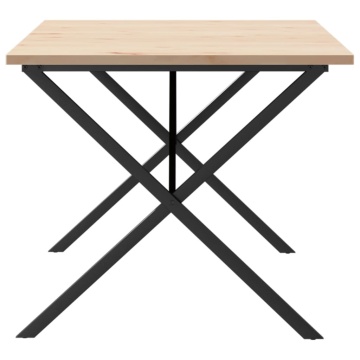 Masă bucătărie, cadru X, 180x90x75,5 cm lemn masiv pin și fontă - Img 8