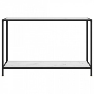 Masă consolă, alb, 120 x 35 x 75 cm, sticlă securizată - Img 2