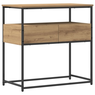 Masă Consolă Artizan Stejar 75x40x75 cm Lemn prelucrat și Oțel - Img 2
