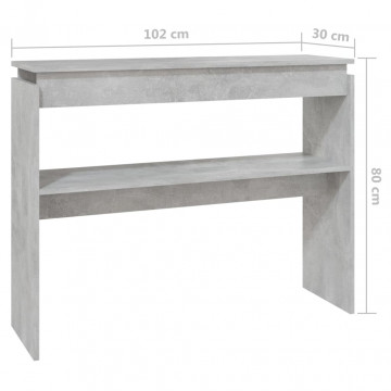 Masă consolă, gri beton, 102x30x80 cm, PAL - Img 5