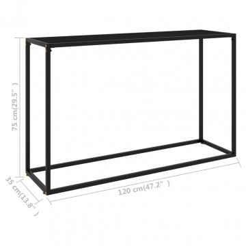 Masă consolă, negru, 120x35x75 cm, sticlă securizată - Img 4