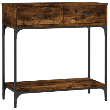 Masă consolă, stejar fumuriu, 75x34,5x75 cm, lemn prelucrat - Img 2