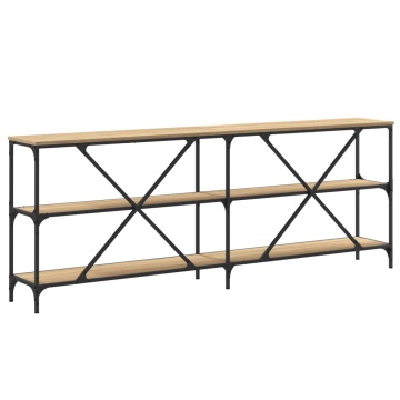 Masă consolă stejar sonoma 200x30x75 cm lemn prelucrat și fier - Img 5