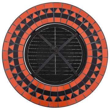 Masă cu vatră de foc, mozaic, cărămiziu și alb, 68 cm, ceramică - Img 11