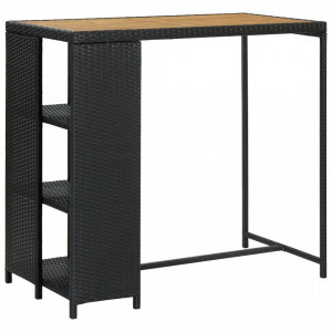 Masă de bar cu raft de depozitare negru 120x60x110 cm poliratan - Img 8