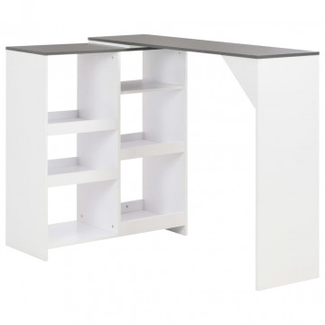Masă de bar cu raft mobil, alb, 138x39x110 cm - Img 1