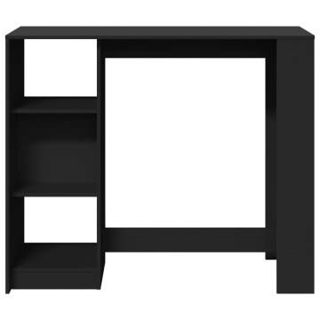 Masă de bar cu raft, negru, 124x46x103,5 cm, lemn prelucrat - Img 4