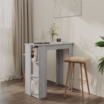 Masă de bar cu raft, stejar Sonoma gri, 102x50x103,5 cm, PAL - Img 1