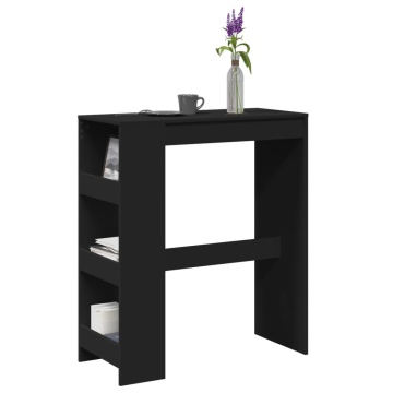 Masă de bar cu rafturi, negru, 90x40x103,5 cm, lemn prelucrat - Img 1