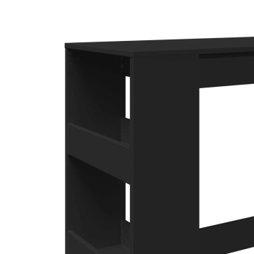 Masă de bar cu rafturi, negru, 90x40x103,5 cm, lemn prelucrat - Img 6