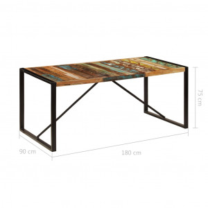 Masă de bucătărie, 180 x 90 x 75 cm, lemn masiv reciclat - Img 5